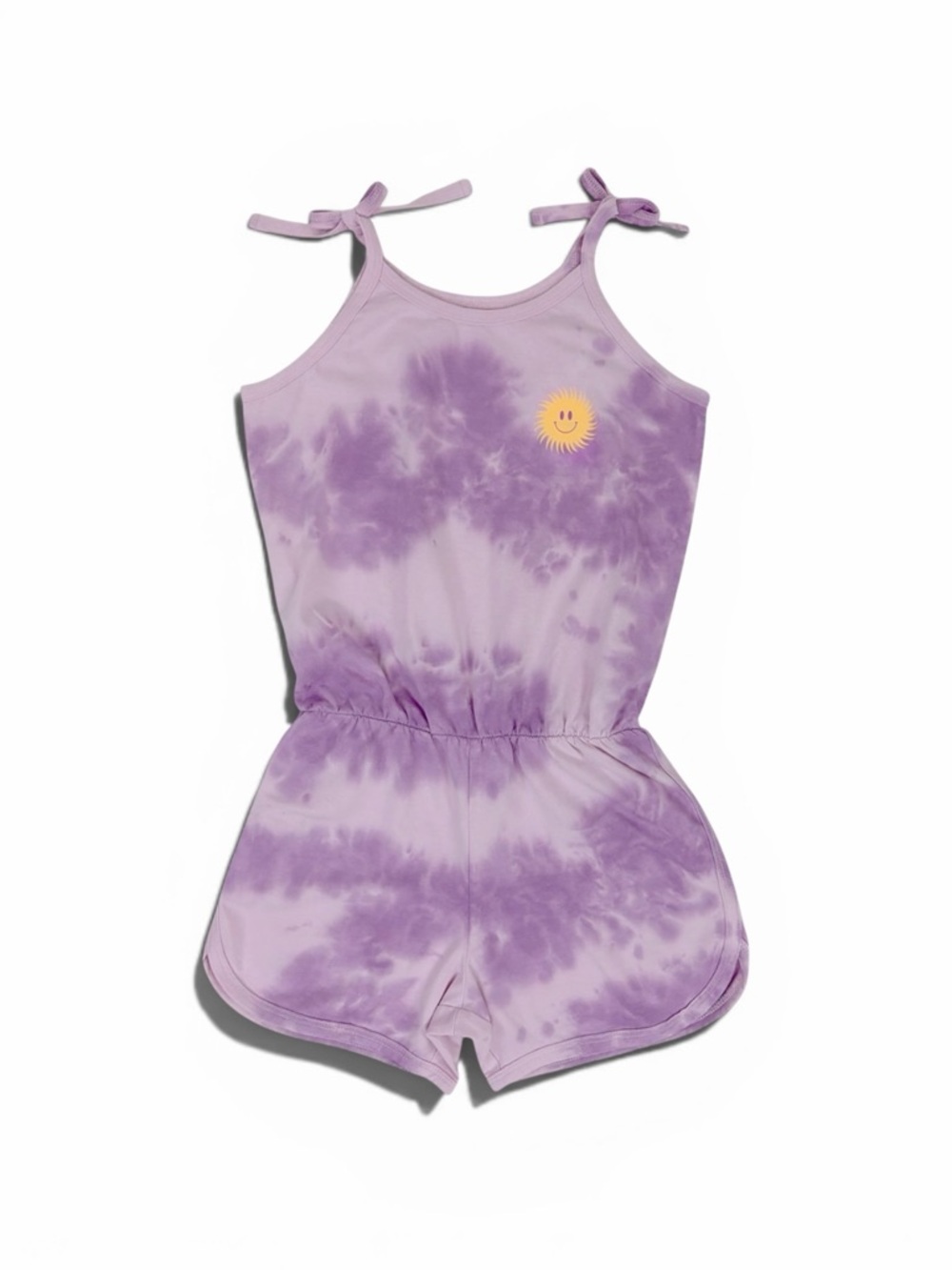 Lilac Tie-Dye Girls' Romper with Sunny Graphic